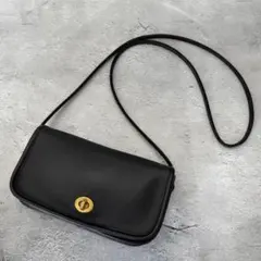 Old Coach Black Leather Dinky Bag Vtg