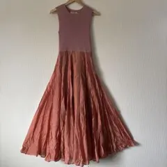 レディース　SNIDEL ノースリーブロングニットワンピース ピンクオレンジ