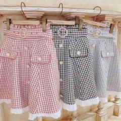 リズリサ ギンガムビジューバックルスカート