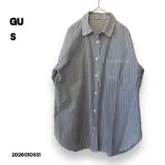 GU ピンストライプシャツ　ネイビー　S