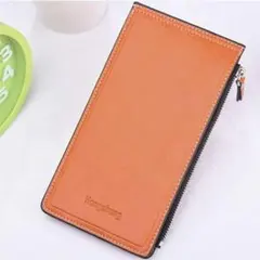 セール〈新品未使用〉超人気のオレンジ色 レザー 二つ折 長財布カードホルダー