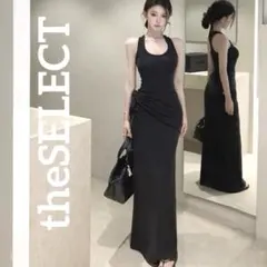 韓国 服 レディース ワンピース 黒 ノースリーブ ロングワンピース 人気 黒