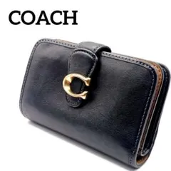 COACH コーチ タビー 二つ折り財布 ブラック ゴールド金具 レザー　Cロゴのサムネイル
