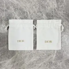 Dior 巾着 ポーチ ホワイト ロゴ入り ディオール 巾着袋 コットン製のサムネイル