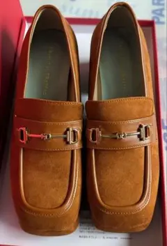 24センチ　2025秋冬新作　スクエアトゥビットヒールローファー