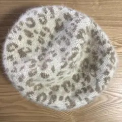 ヒョウ柄リボン付きベレー帽 57cm FREE