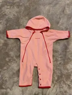 モンベルmont-bellベビーフリースカバーオールロンパース ピンクフード付き