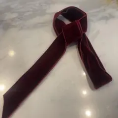バーガンディ ベルベット ヘアリボン　結婚式