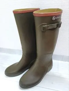 AIGLE オリーブ バックル付き長靴23cm