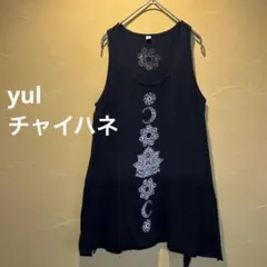 yul★チャイハネ　黒 エスニックプリントデザイン ノースリーブチュニックのサムネイル