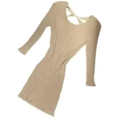 GYDA ジェイダ　ミニワンピース　カットアウト リブ ベージュ F 長袖