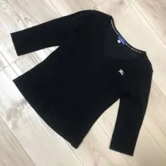 バーバリーブルーレーベル ノバチェック 七分袖　Tシャツ カットソー　ロゴ刺繍