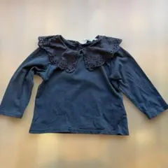 h&m 長袖カットソー　90 カラー付き　襟　黒 長袖　ロンt