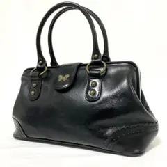 【希少　廃盤品】アナスイ　ドクターバッグ　本革　がま口　バタフライ　ゴールド金具