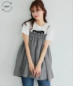 新品　コカ　ギンガムチェックベアトップス