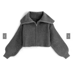 ダブルジップショート丈リブニットトップス[lt33]