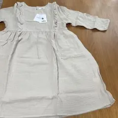 リジェール 　ベージュ コットン 七分袖 ワンピース