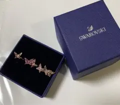Swarovski ピンク 蝶モチーフ リング 3点セット
