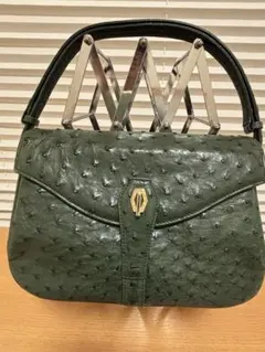 早い者勝ち超美品！高級オーストリッチ革ハンドバッグ、ルーシーサン 