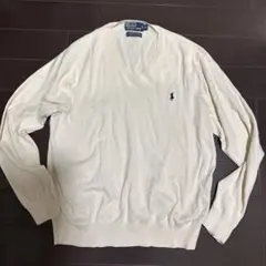 ラルフローレン Ralph Lauren Vネック コットンニット オフホワイト