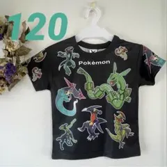 新品　ポケモン　レックーザ　メッシュ　Tシャツ　総柄　ブラック　120