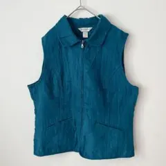 Christopher & Banks ベスト 【M】キルティング ターコイズ