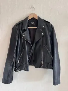 ZARA ダブルライダースジャケット ブラック フェイクレザー