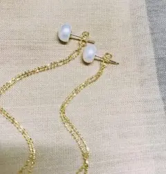 K18金加工 925シルバーピアス★チェーン&パール