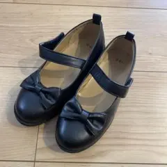 黒 リボン付き フォーマルシューズ 19.0