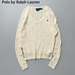 2023 美品　ポロラルフローレン　ケーブルニット　Vネック　ピマコットン　XL