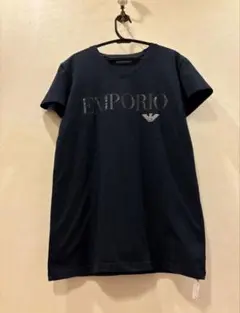 エンポリオアルマーニ　ネイビー Vネック Tシャツ　前後プリントのサムネイル