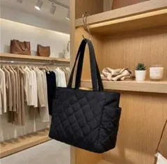 【大人気】キルティング トートバッグ ブラック A4軽量 大容量 マザーズバッグ