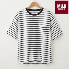 【最終処分価格】無印良品　MUJI 白×黒　ボーダー　半袖Tシャツのサムネイル