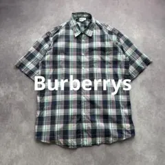 バーバリー 90's 半袖チェックシャツ コットン メンズL ボックスシルエット