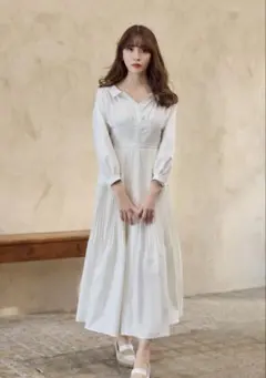 Herlipto Pleated Open Shirt Dress ホワイト S - メルカリ