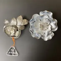 ブローチ G SILVER花モチーフ 2点セット
