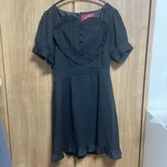 Jamie エーエヌケー ハート型フリル付き黒ミニワンピース
