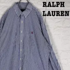 ストライプ★ ラルフローレン ドレスシャツ 刺繍ワンポイントロゴ オーバーサイズ