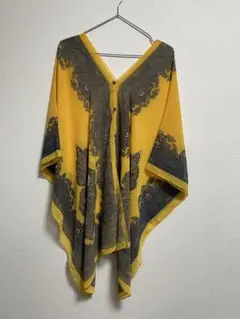 ペイズリー柄 シフォン ポンチョ イエローのサムネイル