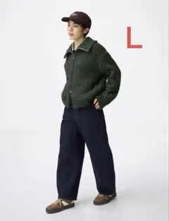 新品GU バレルレッグジーンズ ネイビーＬ丈短め68.0cm