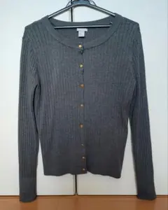 H&M リブニットカーディガン グレー M