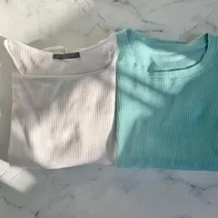 リブ編み長袖Tシャツ2色セット