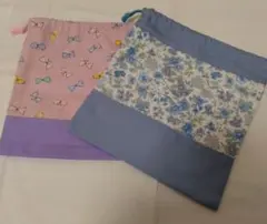 巾着袋2枚セット　給食袋　お道具袋 ハンドメイド