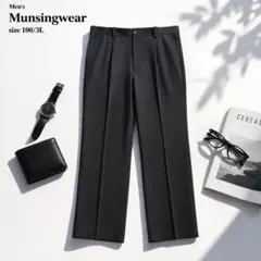 良品 マンシングウェア Munsingwear スラックス 100 黒 蓄熱のサムネイル