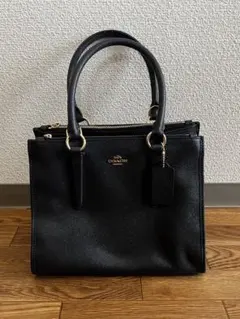 COACH レザー トート ハンドバッグ ネイビー