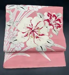 高級　正絹　洒落帯　名古屋帯　アンティーク　大正ロマン　花柄　草花　327