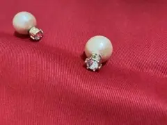 マグネットイヤリング　パール　クリスタル