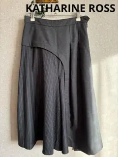 【美品】　キャサリンロス☆キュロットスカート　ストライプ　ゆったり　Mサイズ