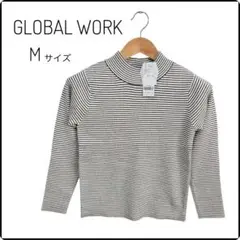 【新品】GLOBAL WORK メルティハイネック ストライプ M リブ