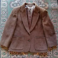 ヴィンテージ 古着 80s テーラードジャケット ヘリンボーン ブラウン